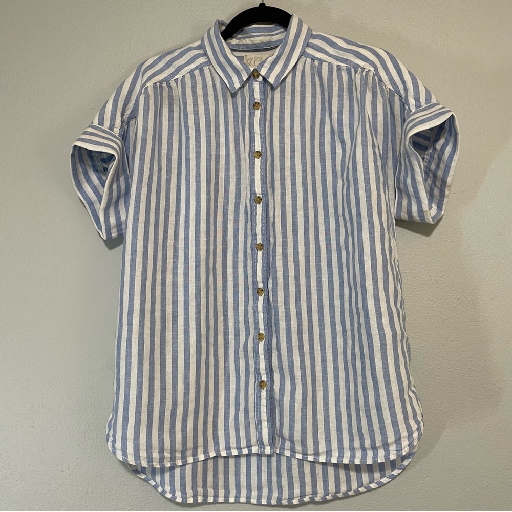 J. Crew Relaxed-fit short-sleeve Baird McNutt Irish linen shirt in stripe